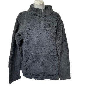 Sabrina Lauren New York Gray Sherpa Fleece pullover Size L